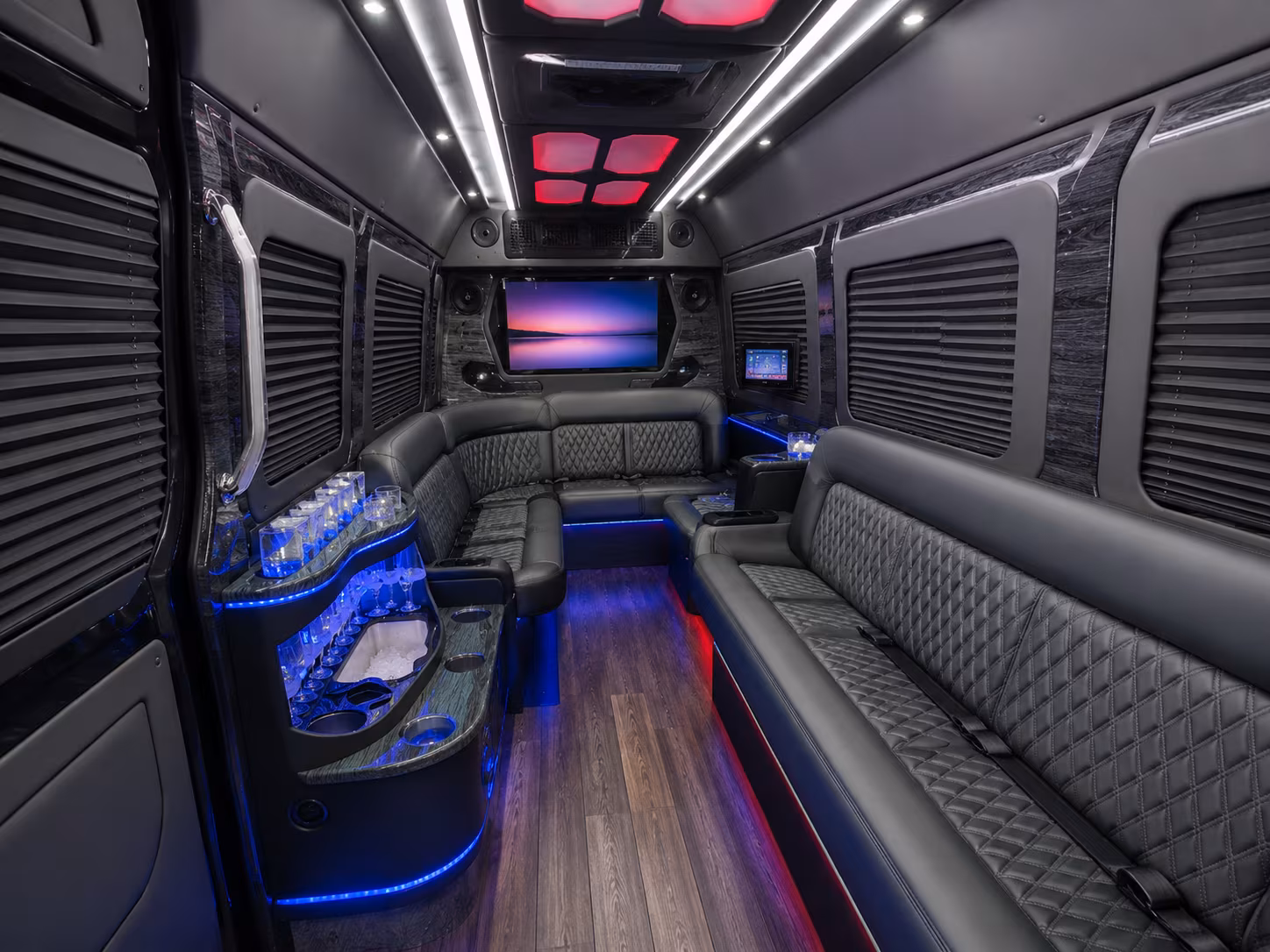 pasadena 30 passenger party bus inside